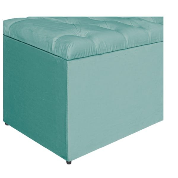 Calçadeira Estofada Liverpool 100cm Solteiro Suede Azul Tiffany - 5