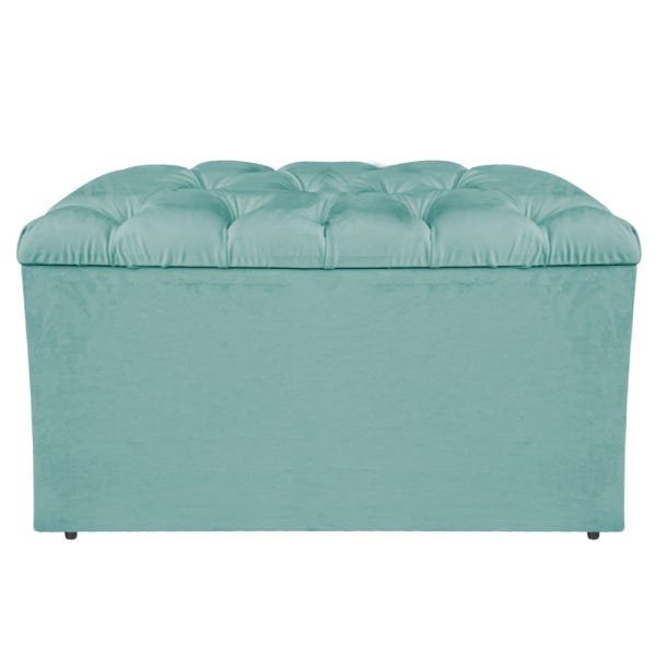 Calçadeira Estofada Liverpool 100cm Solteiro Suede Azul Tiffany - 2