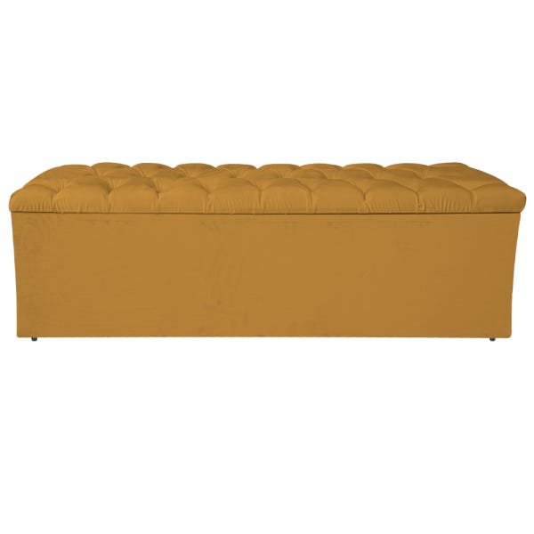 Calçadeira Estofada Liverpool 160cm Queen Size Suede Mostarda - 2