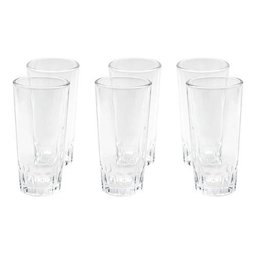 Jogo 6 Copos Água Suco Vidro Conjunto 350ml 14 X 7:Branco - 1