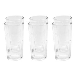Jogo 6 Copos Água Suco Vidro Conjunto 350ml 14 X 7,5:Branco - 1
