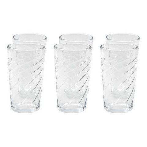 Jogo 6 Copos Água Suco Vidro Conjunto 350ml 13 X 7,5:Branco