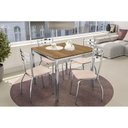 Ver imagem 1 de Conjunto: Mesa de Cozinha Reno C/ Tampo de Madeira 90cm e 4 Cadeiras Portugal Cromada/nude 16 -