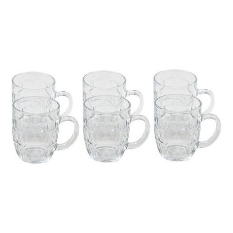 Jogo 6 Copos Canecas Água Suco Vidro Conjunto 300ml 9,5 X 8:Branco