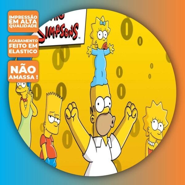 Painel De Festa Redondo Tecido Sublimado 3D Simpsons - Simpsons 01 ...