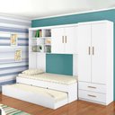Ver imagem 1 de Jogo de Quarto Infantil Theo 2 Portas MDP 73cm Branco Theo Móveis