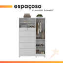 Ver imagem 6 de Cômoda com Sapateira e Cabideiro Multiuso 5 Gavetas 1 Porta Imperial Zanzini