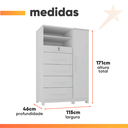 Ver imagem 4 de Cômoda com Sapateira e Cabideiro Multiuso 5 Gavetas 1 Porta Imperial Zanzini