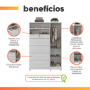 Ver imagem 5 de Cômoda com Sapateira e Cabideiro Multiuso 5 Gavetas 1 Porta Imperial Zanzini