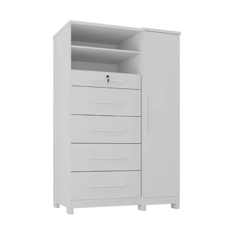 Cômoda com Sapateira e Cabideiro Multiuso 5 Gavetas 1 Porta Imperial Zanzini