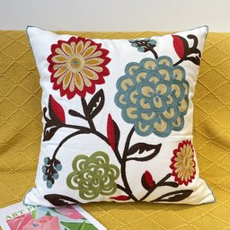 Capa de Almofada em Linho Bordada Luxo Decorativa 43x43 Cm Estampa B - 2