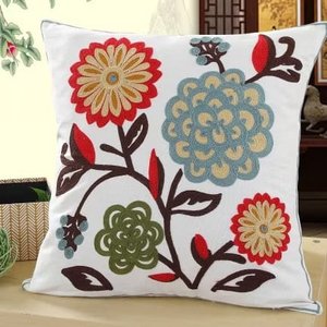 Capa de Almofada em Linho Bordada Luxo Decorativa 43x43 Cm Estampa B
