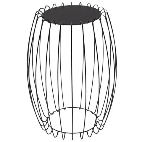 Mesa Apoio Lateral 43 Cm Tampo Vidro Preto Base Metal Preto Nacc