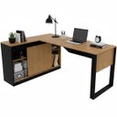 Ver imagem 1 de Mesa de Canto para Escritório com Armário Lateral 160 cm Amêndoa/Preto