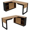 Ver imagem 4 de Mesa de Canto para Escritório com Armário Lateral 160 cm Amêndoa/Preto