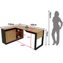 Ver imagem 3 de Mesa de Canto para Escritório com Armário Lateral 160 cm Amêndoa/Preto