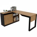 Ver imagem 6 de Mesa de Canto para Escritório com Armário Lateral 160 cm Amêndoa/Preto