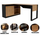 Ver imagem 2 de Mesa de Canto para Escritório com Armário Lateral 160 cm Amêndoa/Preto
