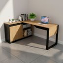 Ver imagem 7 de Mesa de Canto para Escritório com Armário Lateral 160 cm Amêndoa/Preto