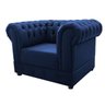 Kit Poltrona e Namoradeira Chesterfield Ana Suede Azul Marinho - 2