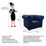 Kit Poltrona e Namoradeira Chesterfield Ana Suede Azul Marinho - 4
