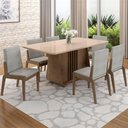 Ver imagem 2 de Kit Mesa de Jantar Harpa com 6 Cadeiras Sinfonia em Linho Carvalho/fendi/cinza
