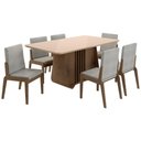 Ver imagem 1 de Kit Mesa de Jantar Harpa com 6 Cadeiras Sinfonia em Linho Carvalho/fendi/cinza