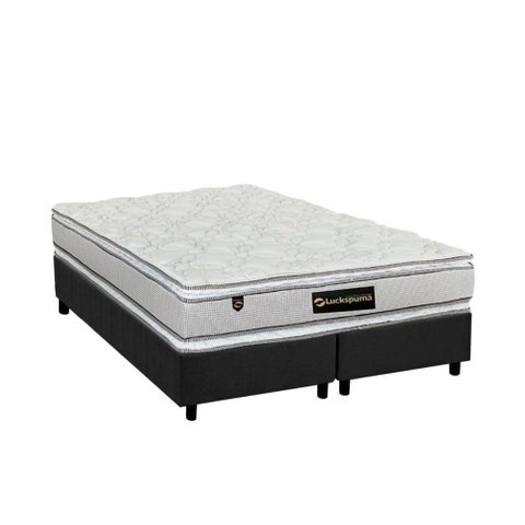 Cama Box Queen: Colchão Molas Ensacadas Luckspuma Lucksfaction Plus + Base Gray(158x198)