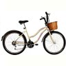 Bicicleta Retrô Vintage Aro 26 18v Feminina Beach Bege com Cestinha - 1