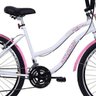 Bicicleta Retrô Vintage Aro 26 18v Feminina Beach Rosa com Branco com Cestinha - 3