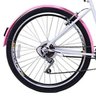 Bicicleta Retrô Vintage Aro 26 18v Feminina Beach Rosa com Branco com Cestinha - 2