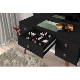 Penteadeira Camarim Arizona Retro Preto Fosco+Banqueta Retro:Preto - 2