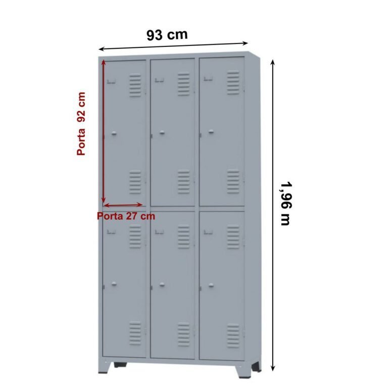 Roupeiro de Aço c/ 06 Portas Grandes – 1,96×0,93×0,36m – CZ/CZ – AMAPA – 10125 - 3