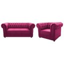 Ver imagem 1 de Kit Poltrona e Namoradeira Chesterfield Ana Suede Pink - Doce Sonho Móveis