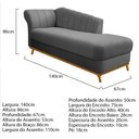 Ver imagem 5 de Kit Diva Recamier Vanessa 140cm Lado Direito e 02 Poltronas Laura Suede Cinza - Amarena Móveis