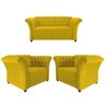 Kit 02 Poltronas e Namoradeira Chesterfield Sofia Corano Amarelo - Doce Sonho Móveis - 1