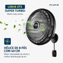 Ver imagem 5 de Ventilador de Parede Mondial Super Turbo 8 Pás 140w 40cm Preto e Prata Vtx-40p-8p 220v