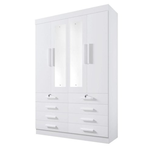 Guarda Roupa Mônaco 4 Portas com Espelho Branco - D Doro