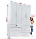 Ver imagem 2 de Guarda Roupa Mônaco 4 Portas com Espelho Branco - D Doro
