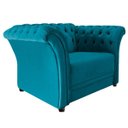 Ver imagem 1 de Poltrona Decorativa Chesterfield Sofia Suede Azul Turquesa - Doce Sonho Móveis