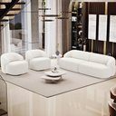 Ver mais imagens de Sofá 3 Lugares Curvo Orgânico com 02 Poltronas Living 220cm Barolo L06 Bouclê Branco