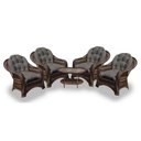 Ver imagem 1 de Conjunto de Poltronas Fibra Sintética Janaína - 4 Poltronas + 1 Mesa Centro - Tecido Duna Fendi