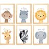 Quadro Infantil Safari 6 Un A4 Vidro e Pendurador - 1