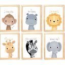 Ver imagem 1 de Quadro Infantil Safari 6 Un A4 Vidro e Pendurador