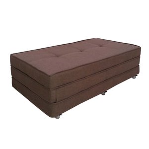 Puff Cama Dobrável Casal 130 Tecido Premium - Linho Marrom