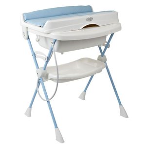 Banheira Burigotto Splash+ com Suporte e Trocador Baby Blue Azul Claro U