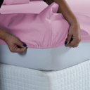 Ver imagem 2 de Lençol Cama Solteiro 100% Algodão com Elástico Percal 300 Fios Hotel Pousada:rosa Bebe
