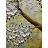 Quadro Pintura Tela árvore pétalas branco flor painéis 5369: 80cm (A) x 120cm (L) - 3