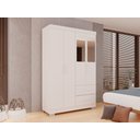 Ver imagem 7 de Guarda-roupa Solteiro 4 Portas 2 Gavetas Estrela Premium com Espelho Salleto Branco
