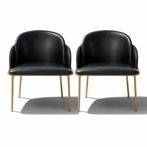 Kit 2 Cadeira Aurora de Mesa de Jantar e Recepção Courissimo:Preto